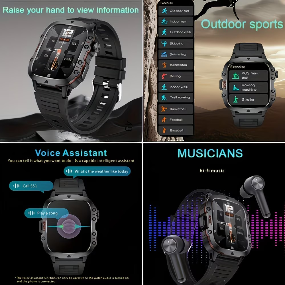 🔥Military Smart Watch for Men Bluetooth Call Rugged Fitness Tracker Android iOS
