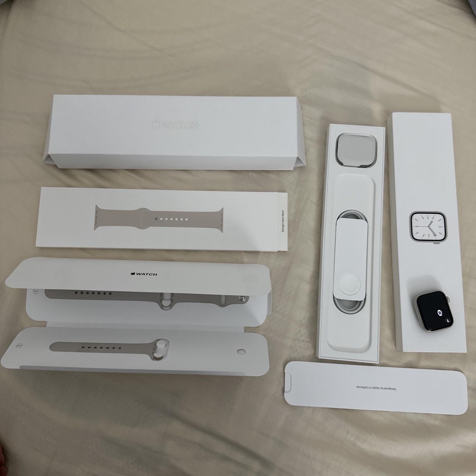 Apple Watch Series 7 45mm Aluminum Case with Sport Band – Starlight, Regular…