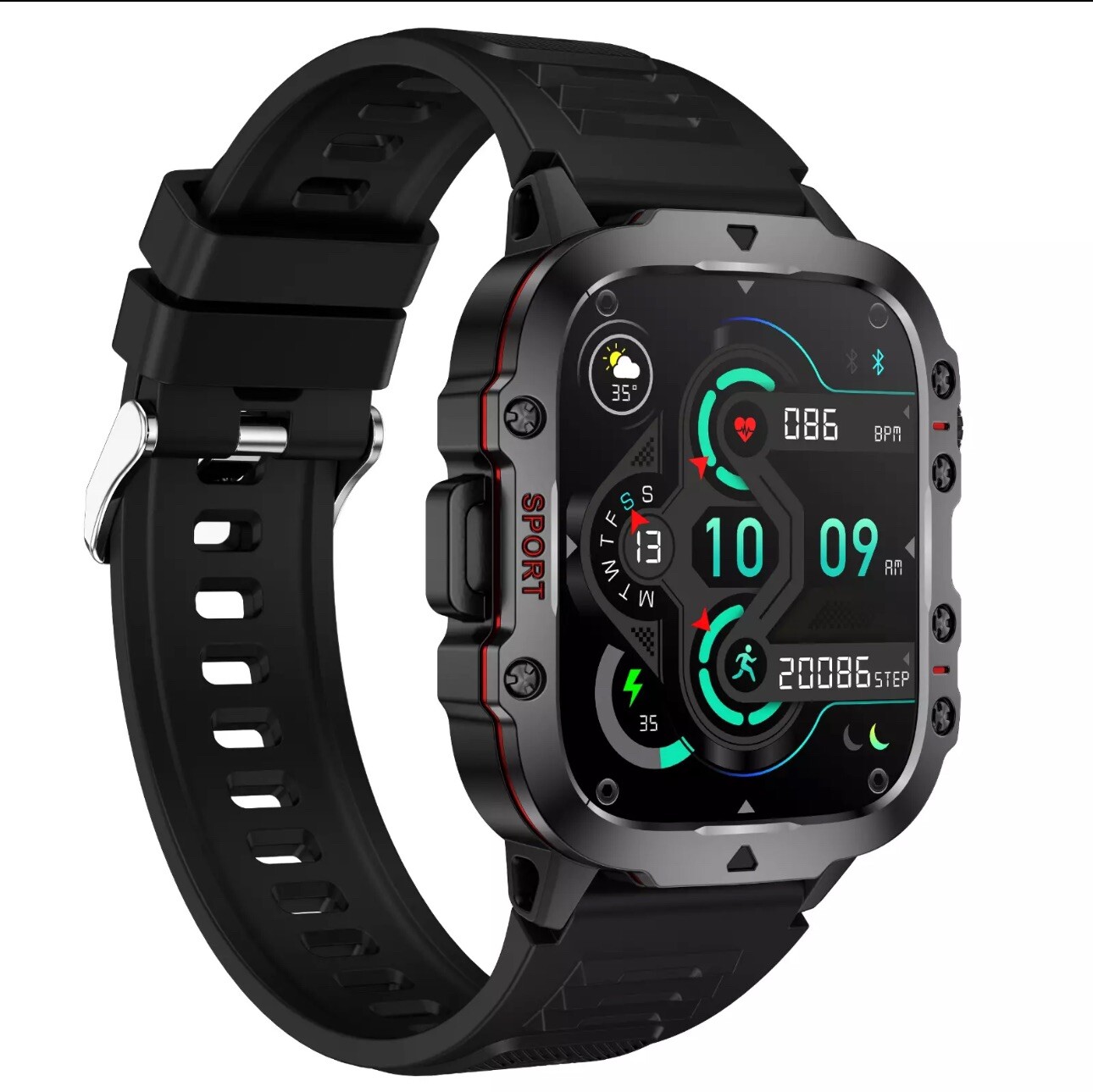Smart Watch Military Tactical Sport Fitness Tracker for Motorola Moto G (2024)