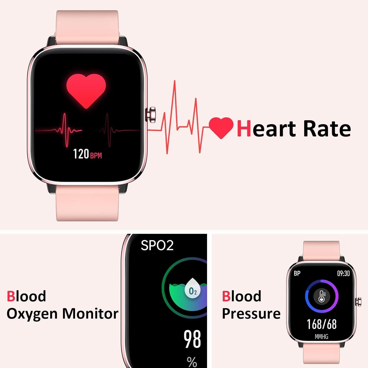 Elegant Pink Smartwatch for Women – 1.83″ HD Touch Screen, Fitness Tracker