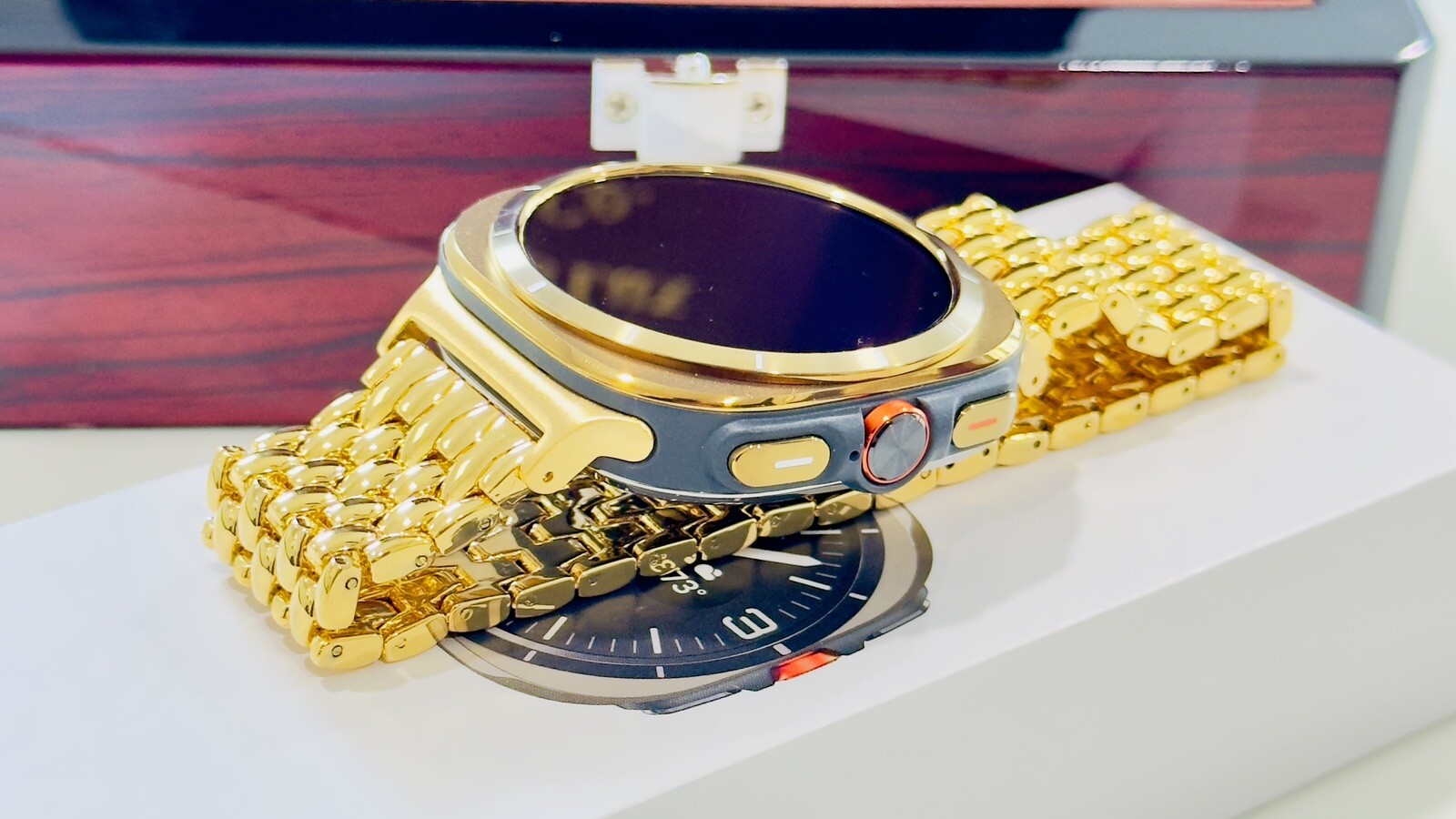 CUSTOM GOLD Samsung Galaxy Watch Ultra 2 Black 47mm 24k Gold Plated Link Band