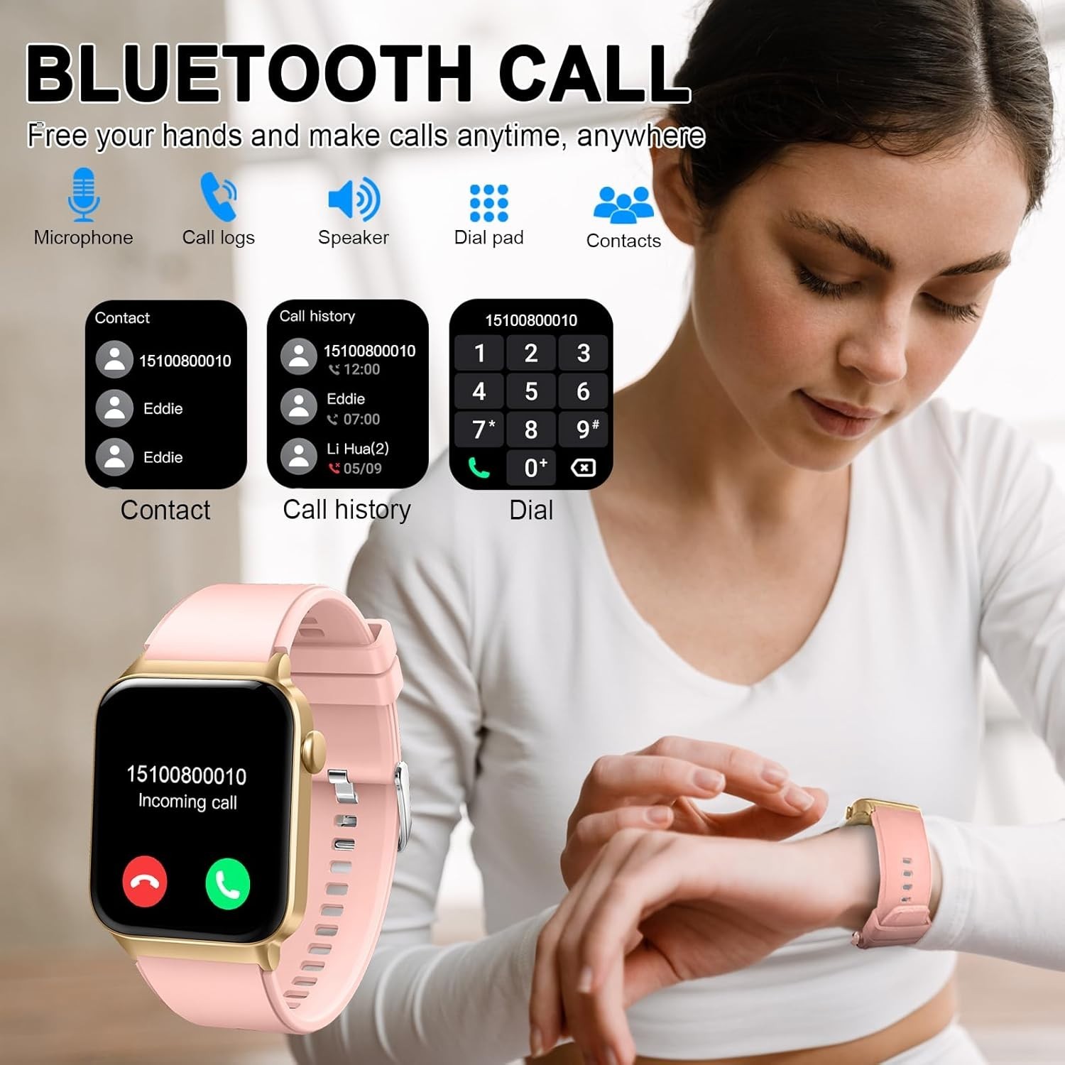 Women’s Smart Watch Bluetooth SmartWatch For Apple iPhone iOS and Android
