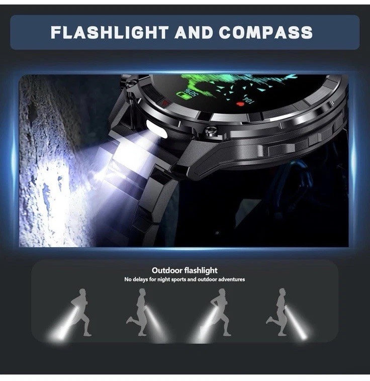Smart Watches for Men with Bluetooth&Flashlight: 1.52″ IP68 Waterproof Men’s …