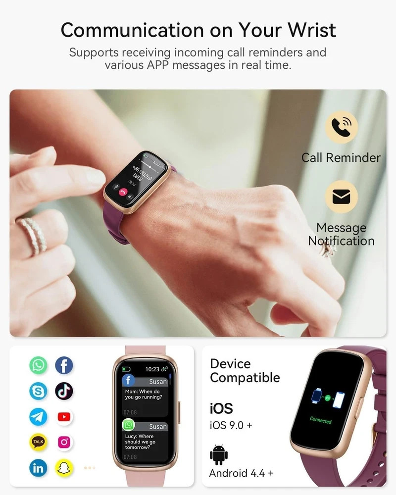 Best Fitness Tracker Watch with Notifications & Long Battery Life for Women/Men