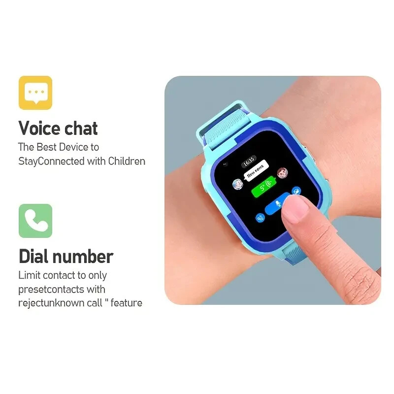 4G Kids Smart Watch Phone Video Call GPS+WIFI IP67 Waterproof SOS Call Black