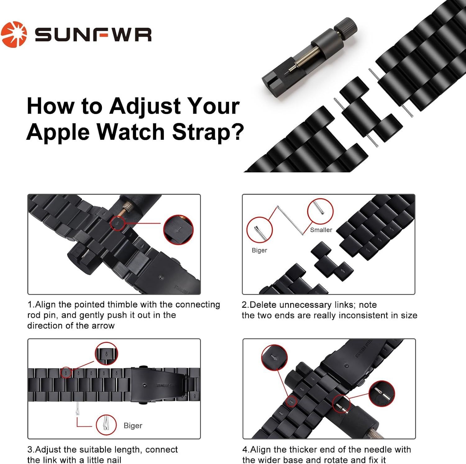 Black Metal Band Replacement for Apple Watch 42mm 44mm Series 1 2 3, Office Use