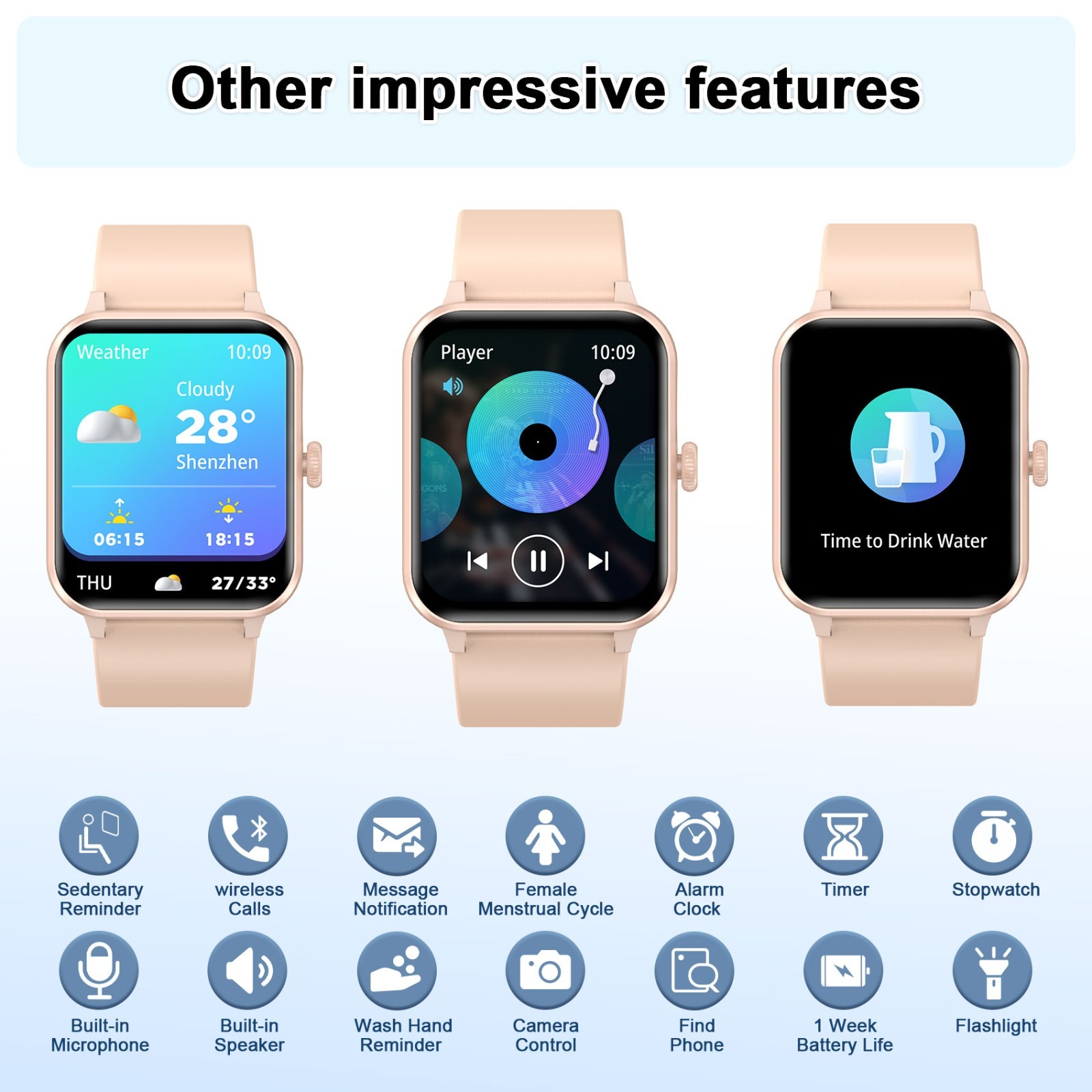 Bluetooth Smart watch Men/Women Bluetooth Compatible with iPhone Samsung Android