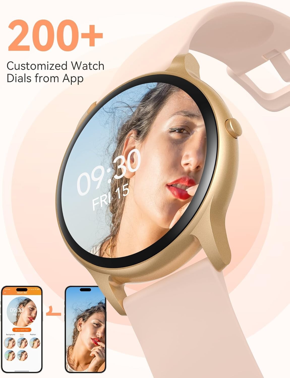 Smart Watch for Women 5ATM Waterproof Fitness Tracker 100+ Sports Modes Pink