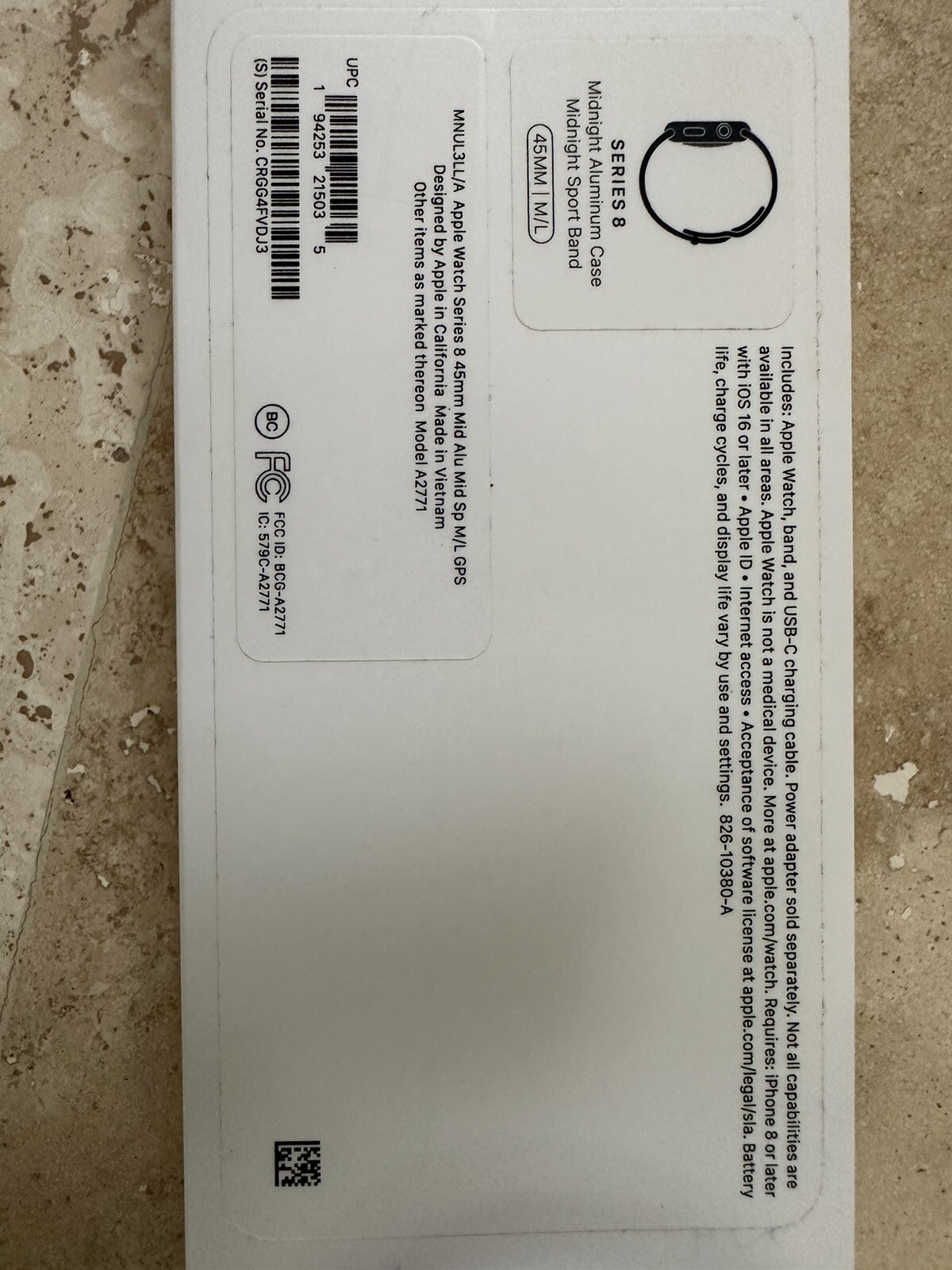 Apple Watch Series 8 45mm Midnight Aluminum Case with Sport Band, M/L (GPS)…