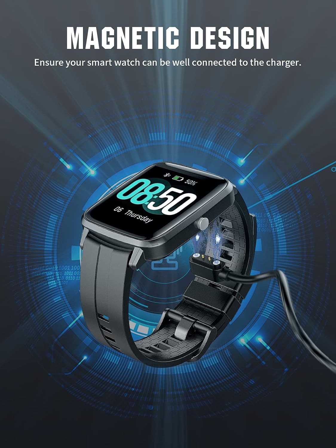 Smart Watch Charger Compatible with YAMAY Letsfit VeryFitPro, Magnetic USB Cable