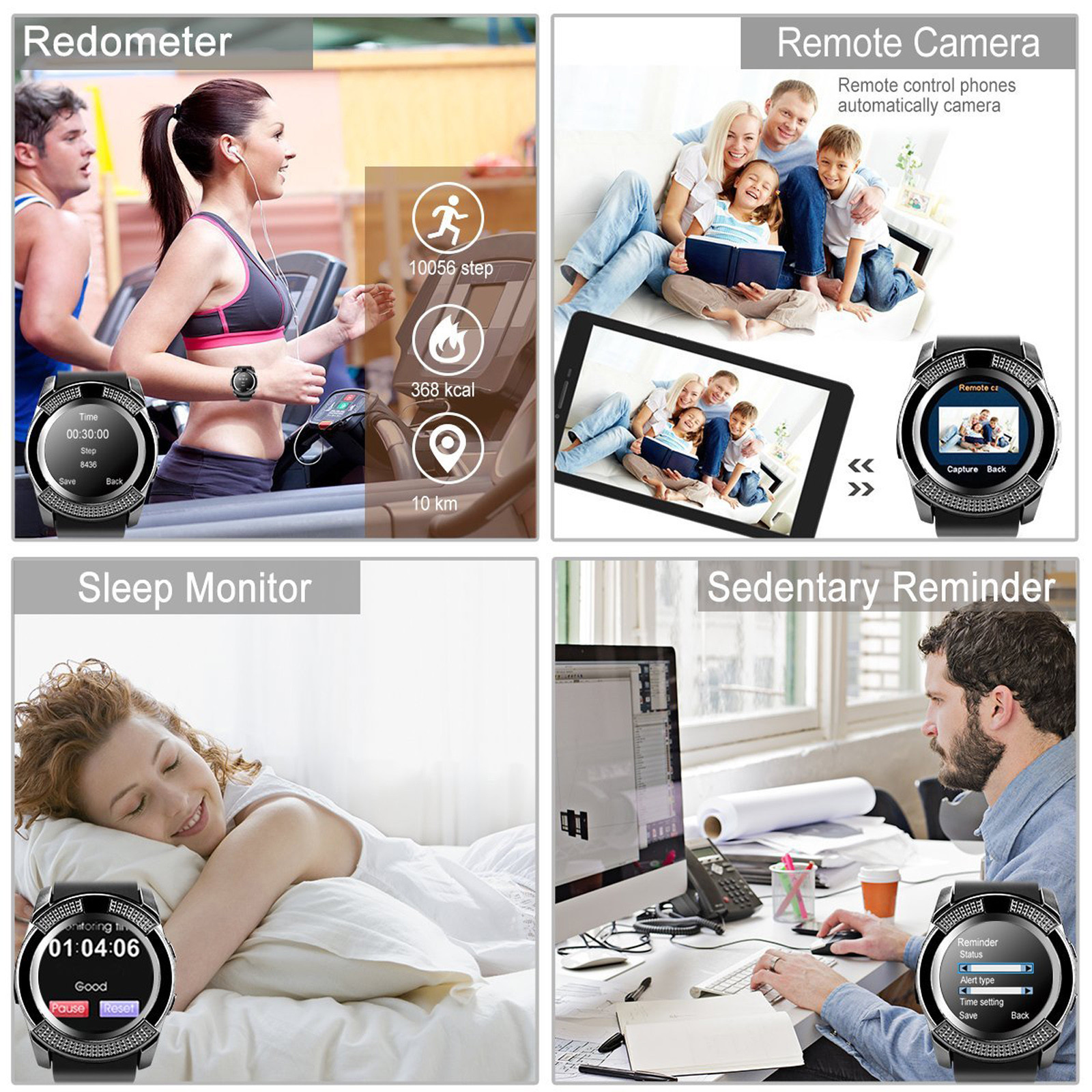 Smart Watch Bluetooth Wrist Watch Fitness Tracker Call Text For Android Phones