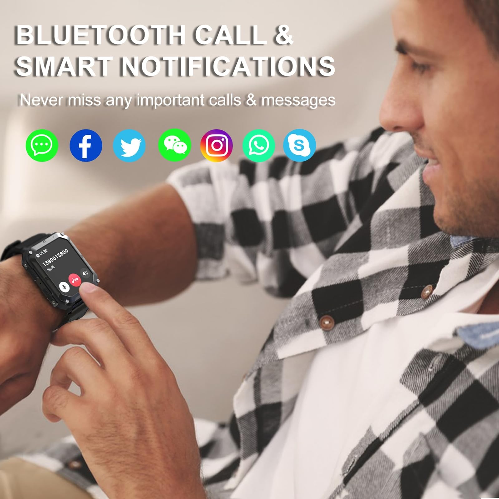 YoimJoyFun Smart Watch for Men,Rugged 1.83″ Smartwatch(Answer/Make Call),