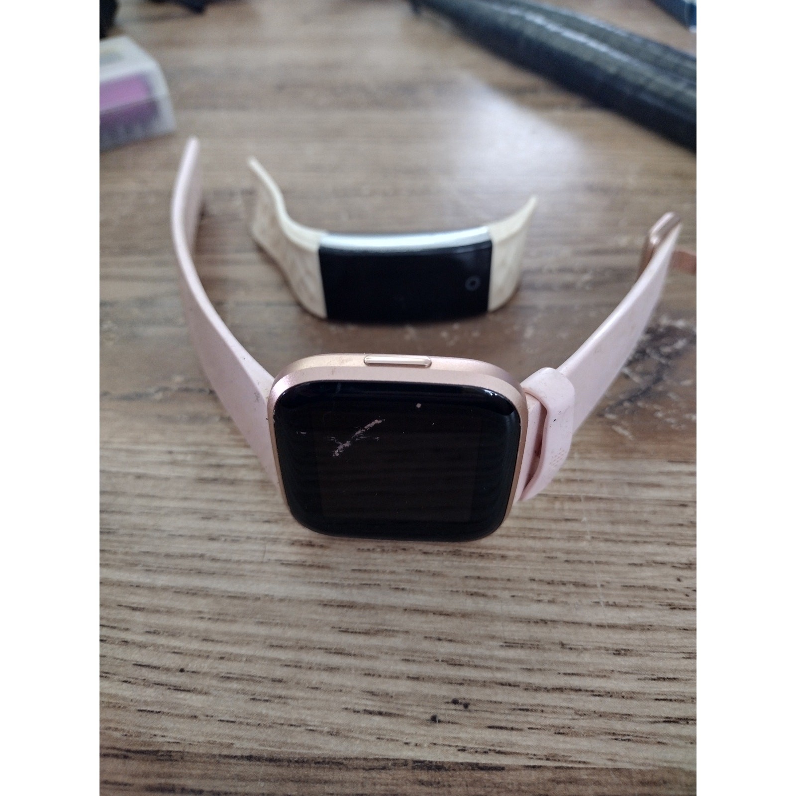 Lot of 2 Fitbit Versa 2 Smartwatches Copper Rose Gold Parts Repair Untested