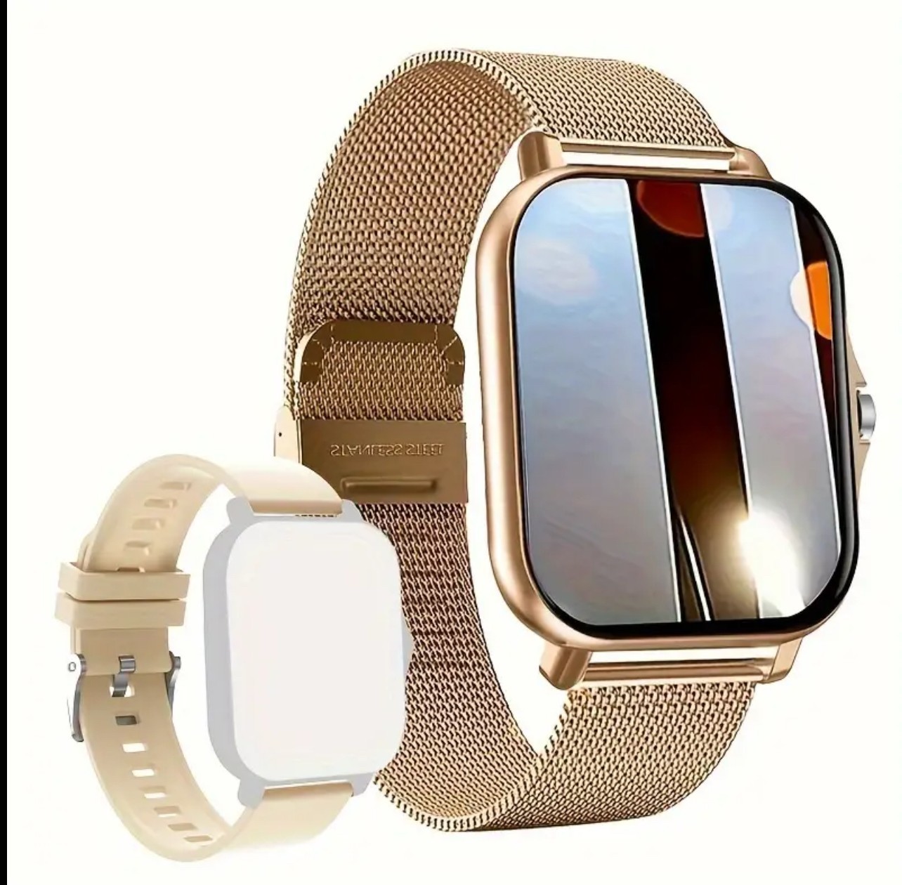 1.86″ Full Touch Screen Smart Watch With Stainless Steel Band & Alloy Body