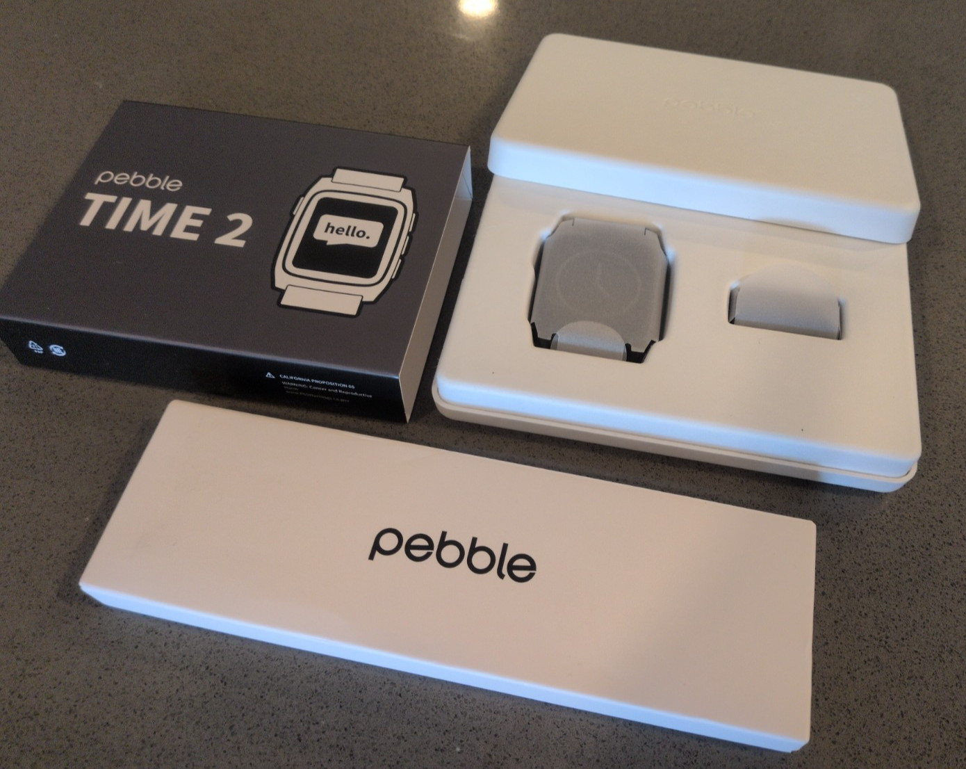 Unworn – Pebble Time 2 Smart Watch – Black/Grey – New in Box – 1 Pebble Band