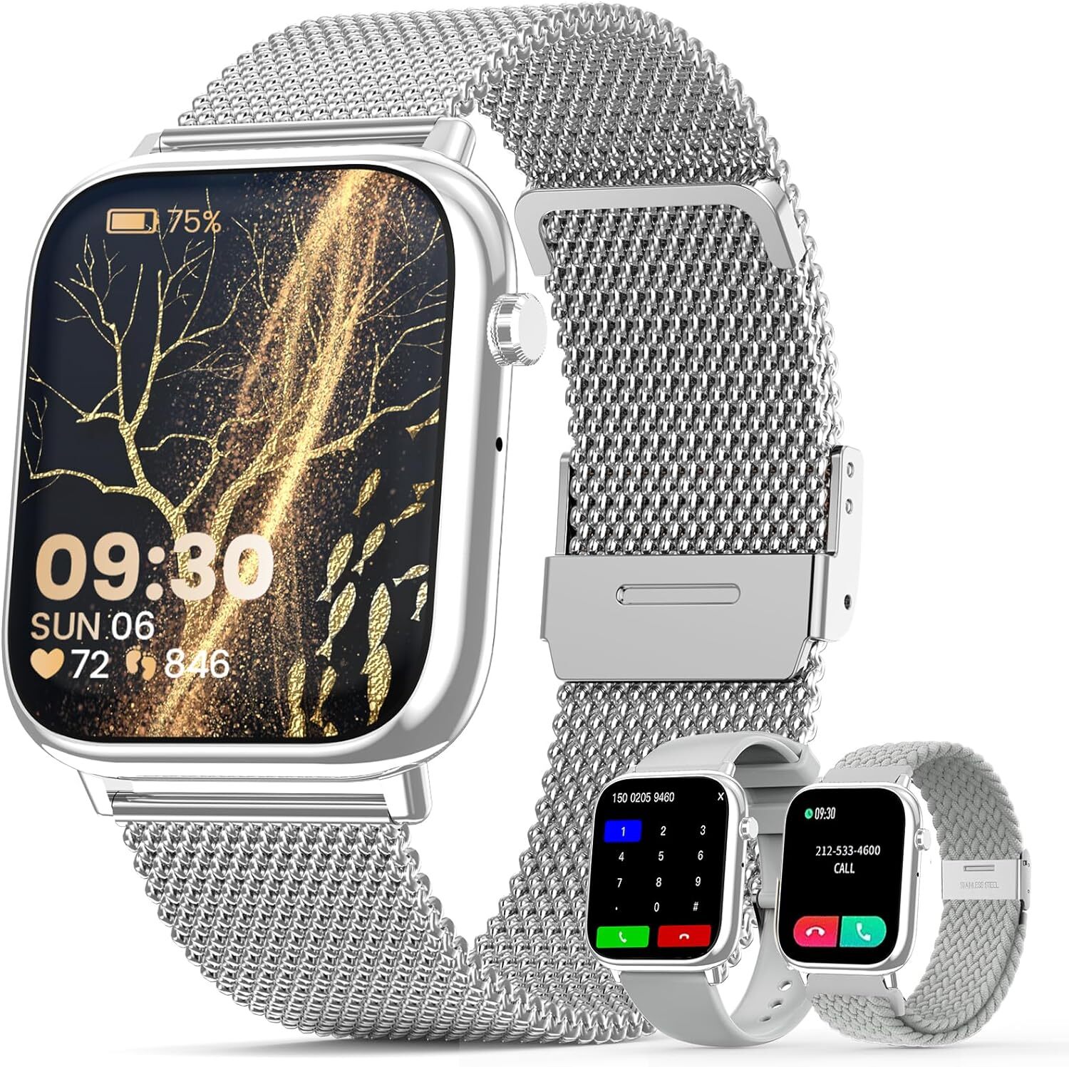 Smart Watch for Women with Answer/Make Calls/Fitness/Sleep/Waterproof – (Silver)