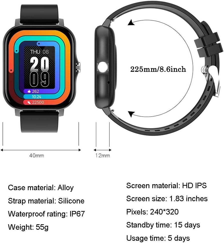 Smart Watch for Android/iOS 1.83″ Touchscreen Call Watch Fitness Tracker (Pink)
