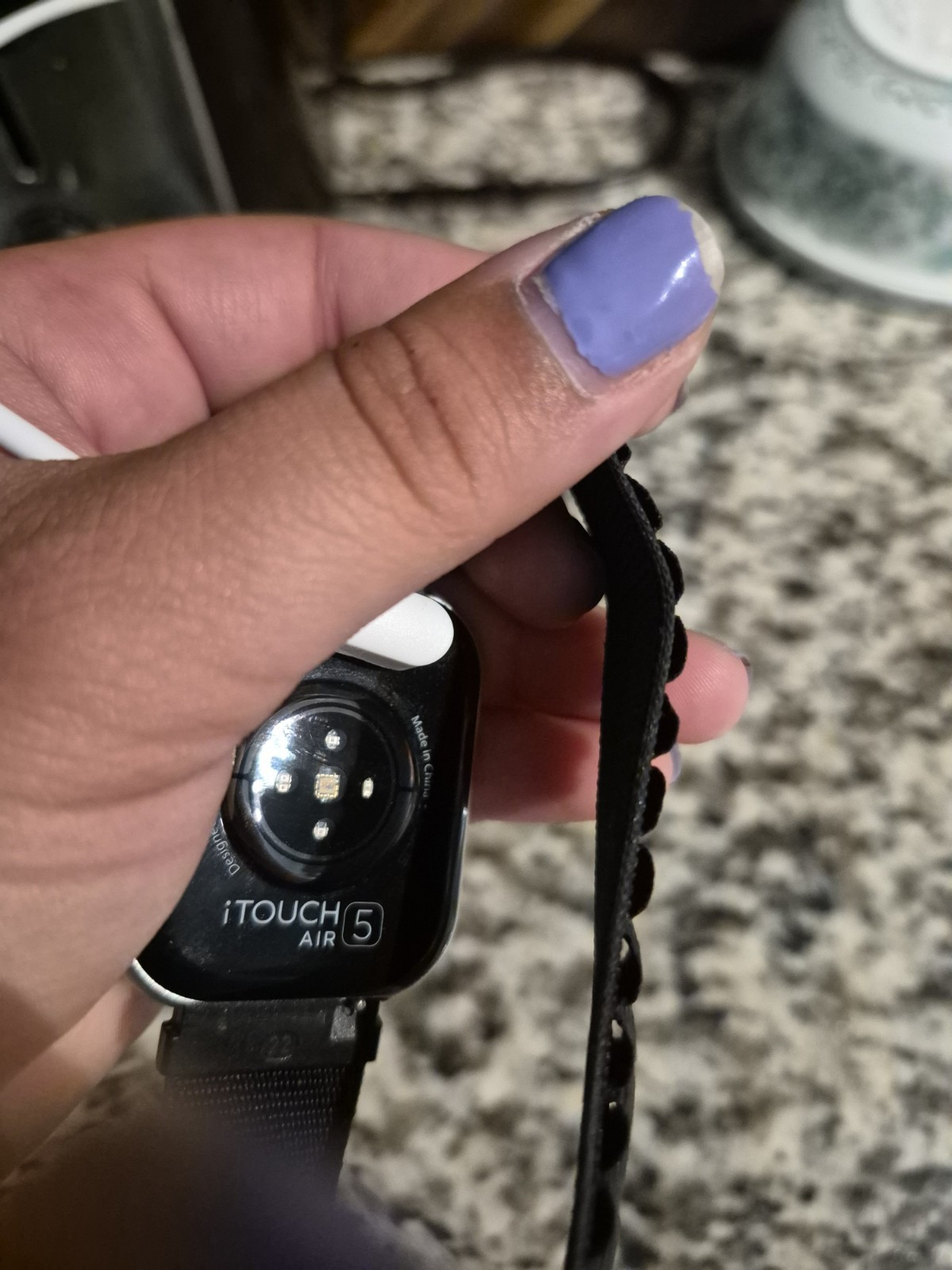 iTOUCH Air 5 Smart Watch 42mm Silver Aluminum Case Black Nylon Band