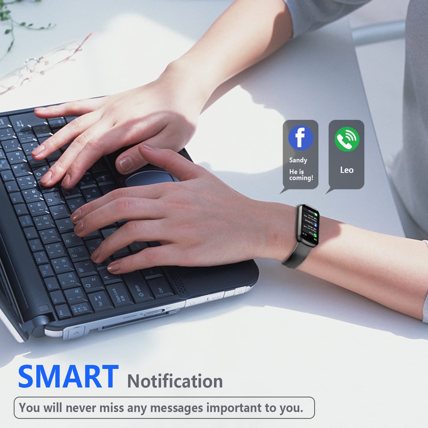 FITVII Slim Fitness Tracker – Blood Oxygen BP Heart Rate – IP68 Waterproof