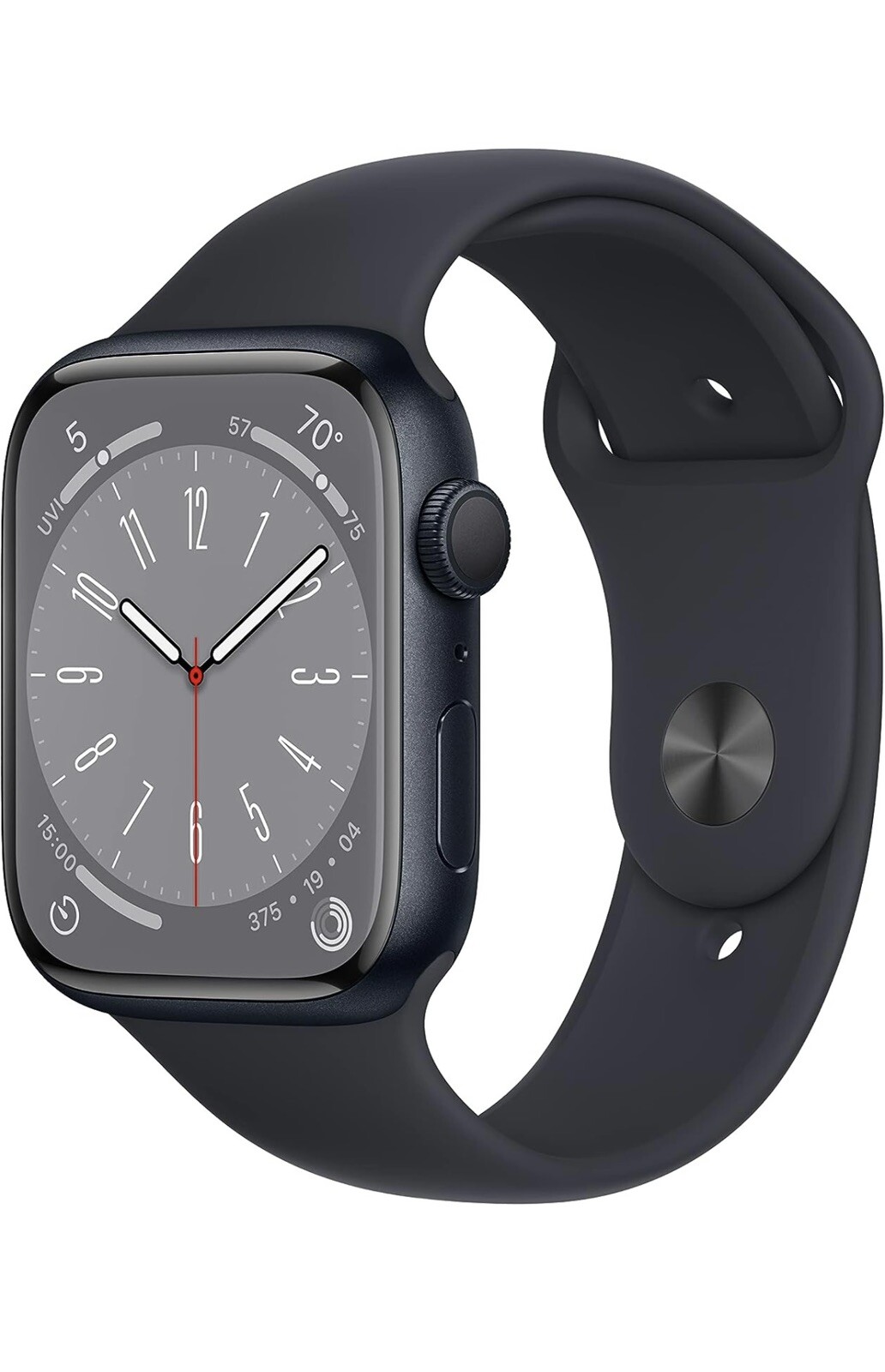 Apple Watch Series 8 45mm Midnight Aluminum Case with Sport Band, M/L (GPS +…