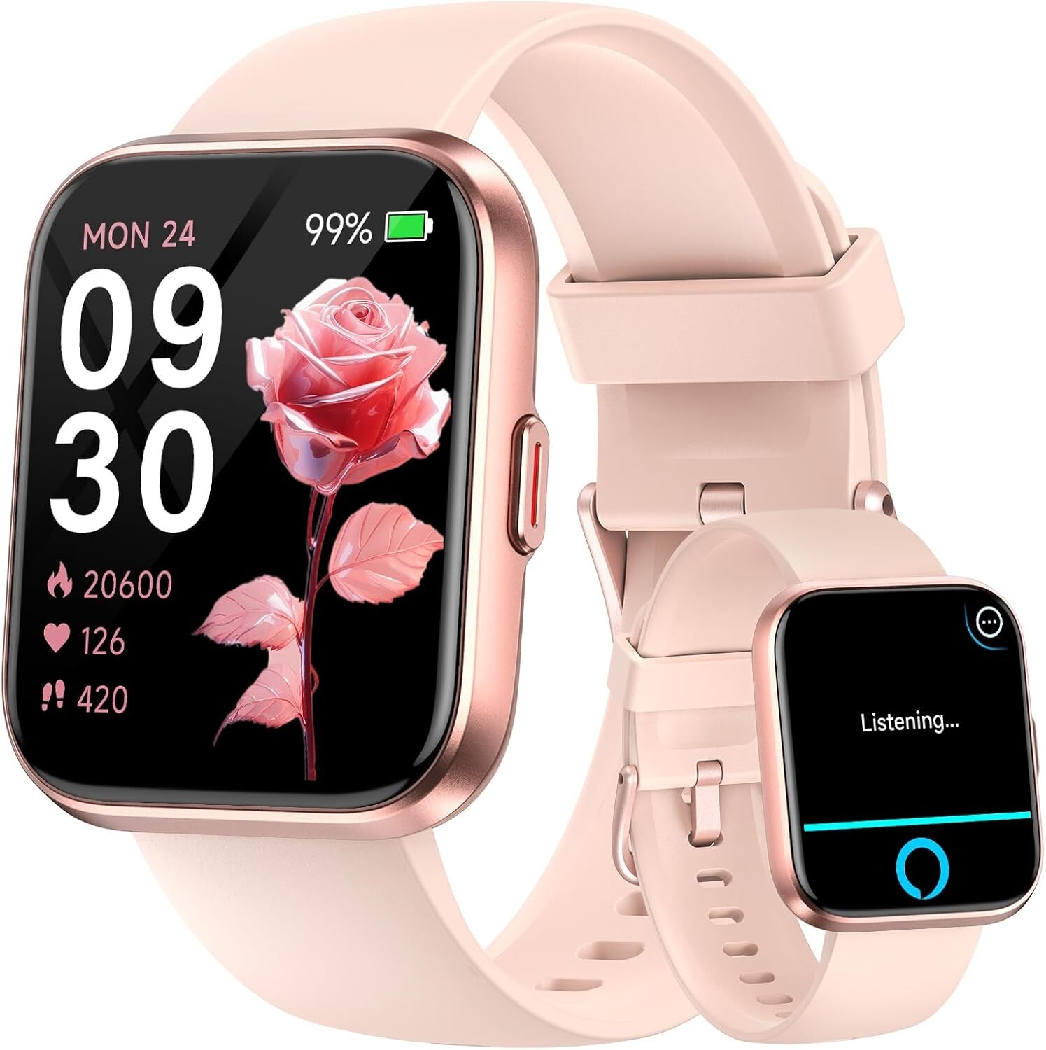 Elegant 1.8” HD Smartwatch for Women – Alexa, Bluetooth Calls, Waterproof