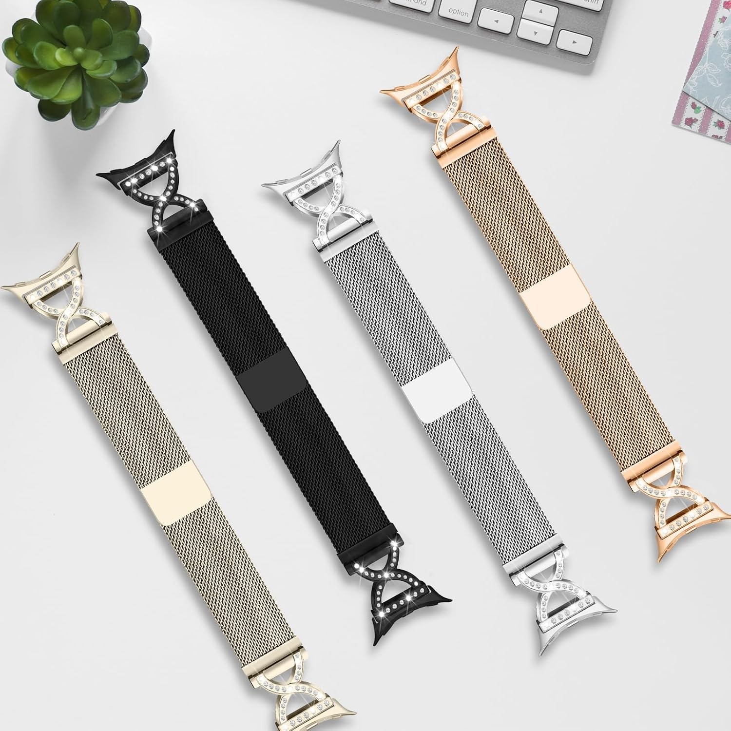 Champagne Gold Magnetic Metal Band for Google Pixel Watch 41mm Dressy Mesh Loop