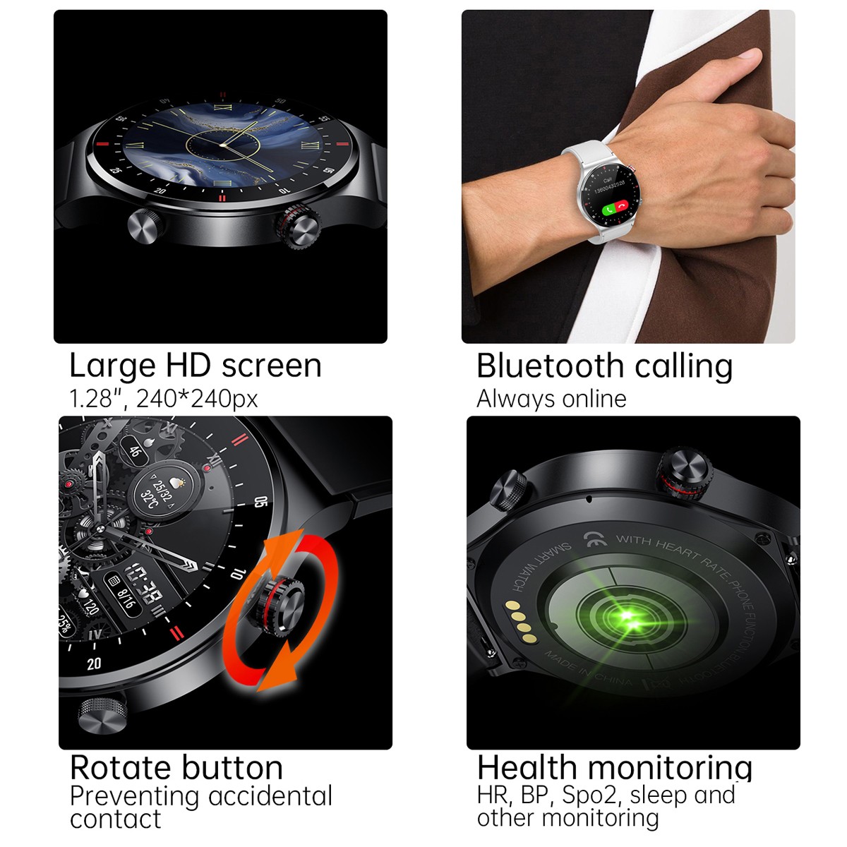 New Smart Watch Men Waterproof Smartwatch Bluetooth for iPhone Android Samsung👍