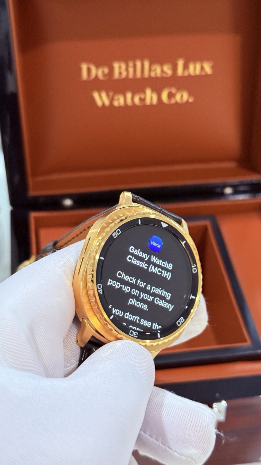 Custom 24k Gold Plated Samsung Galaxy Watch 8 Classic Black GPS LTE 2 Bands