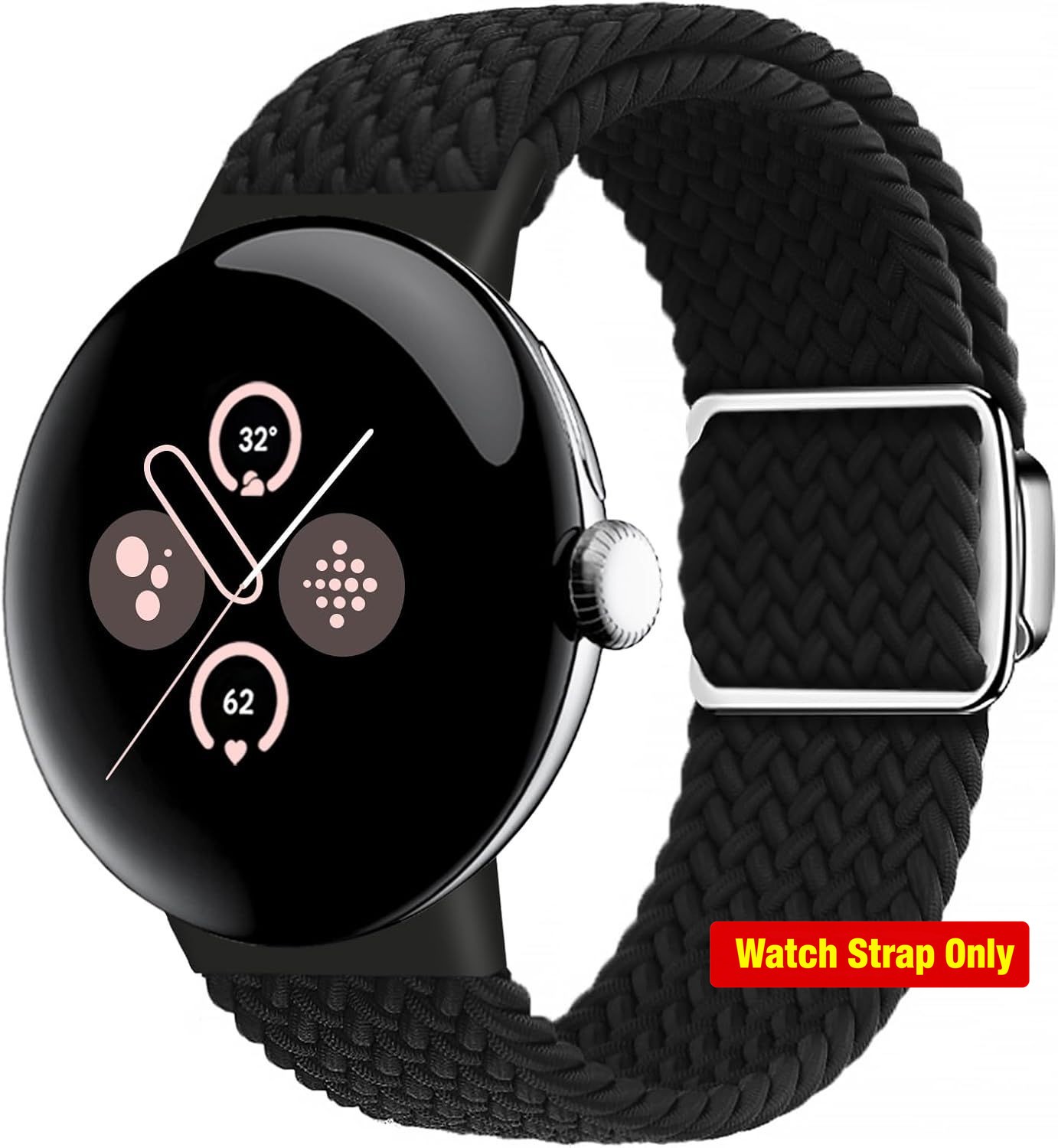 Adjustable Braided Magnetic Band for Google Pixel Watch 41mm 45mm – Black
