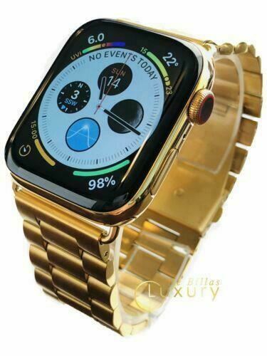 24K Gold Plated 44MM Apple Watch SERIES 4 With Gold Links Band