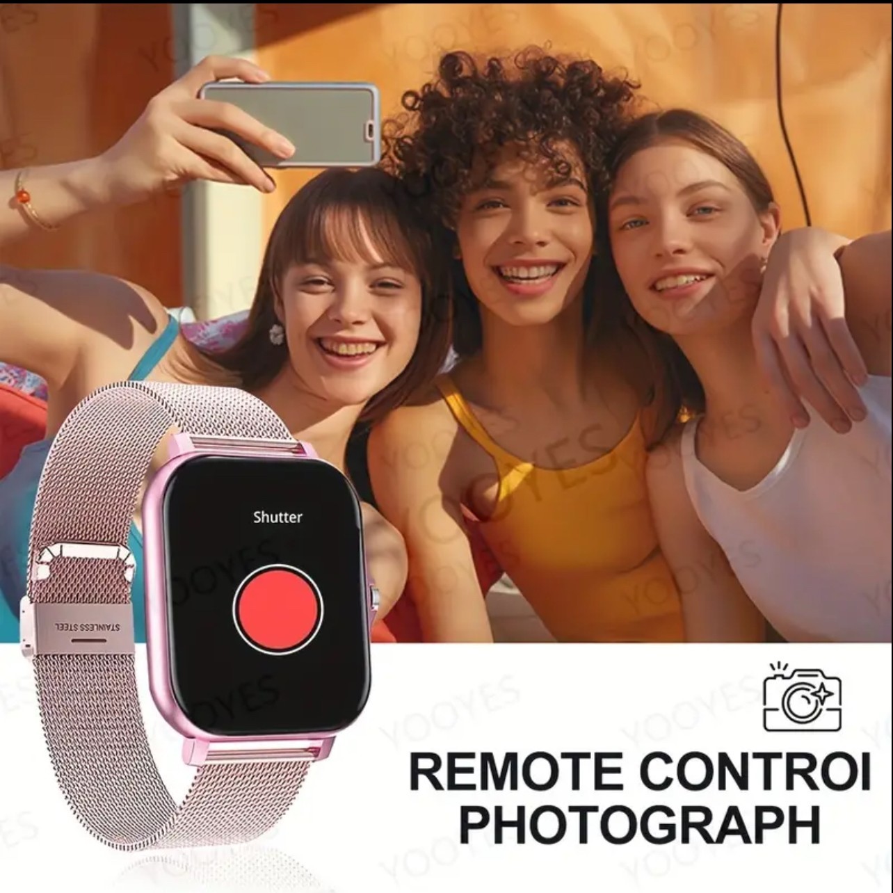 1.86″ Full Touch Screen Smart Watch With Stainless Steel Band & Alloy Body
