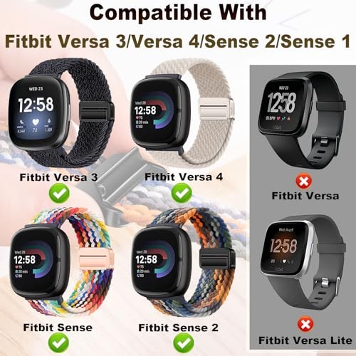 1 Pack Elastic Nylon Sport Loop Strap Compatible with Fitbit Versa 4/3, Sense 2/