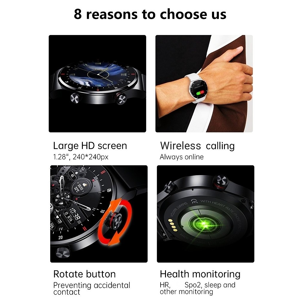 Smartwatch Men Bluetooth Call Heart Rate Sleep Fitness Tracker NFC Smart Watch
