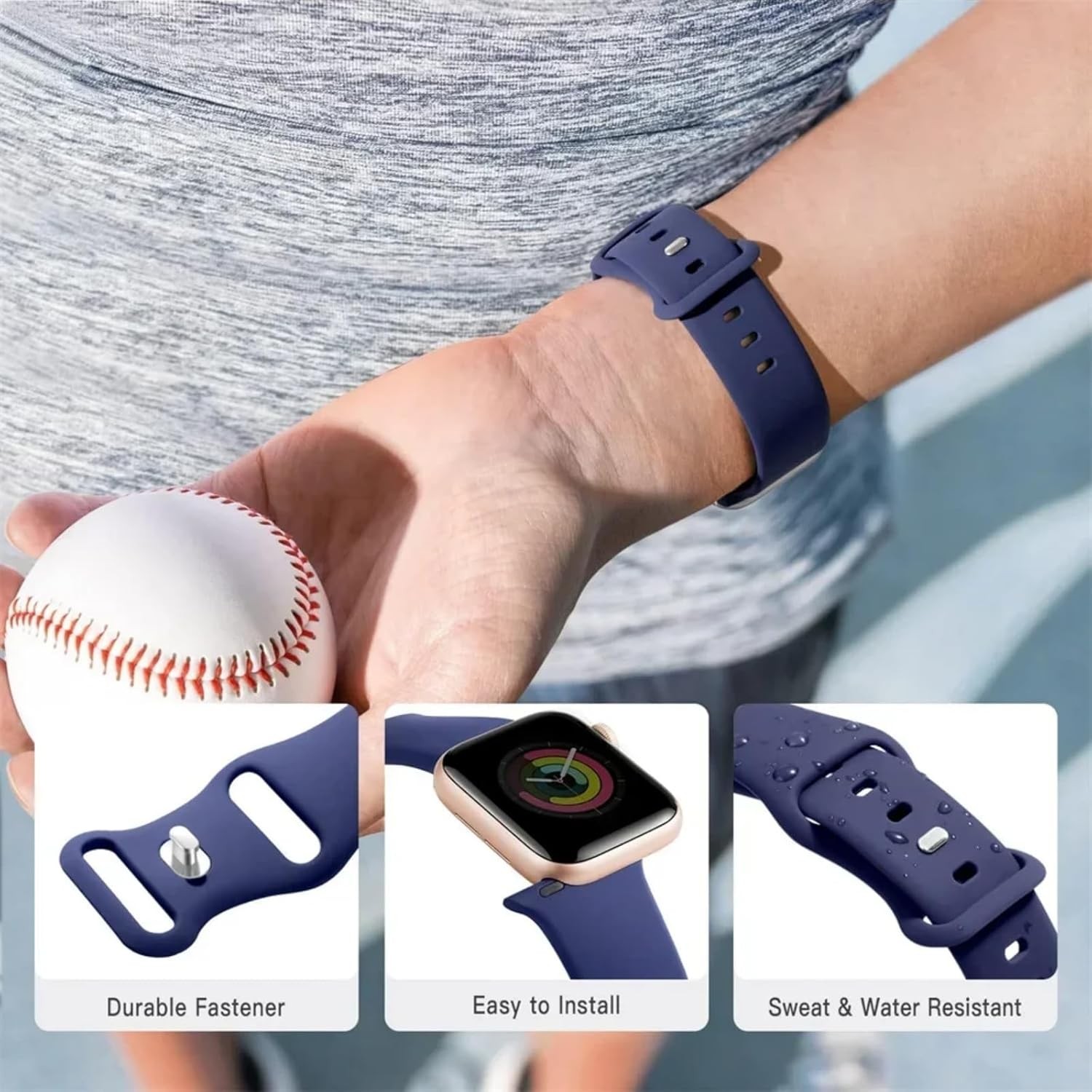 6 Pack Soft Silicone Strap Compatible with Apple Watch 38-49mm All Series