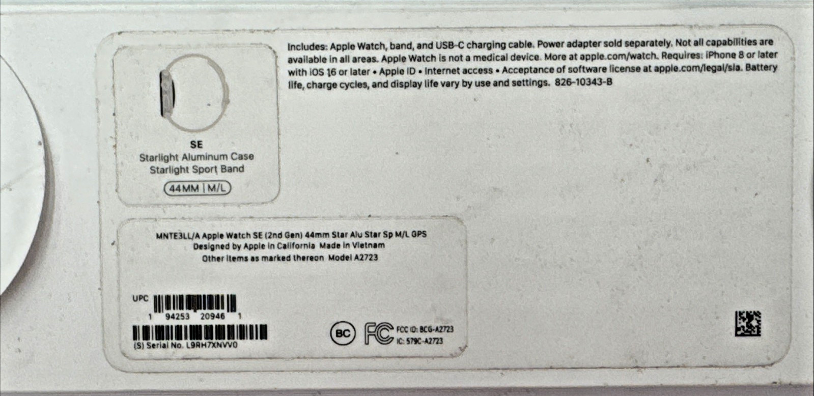 Apple Watch SE (2022) 44mm Starlight Aluminum Case with Sport Band, M/L (GPS)…