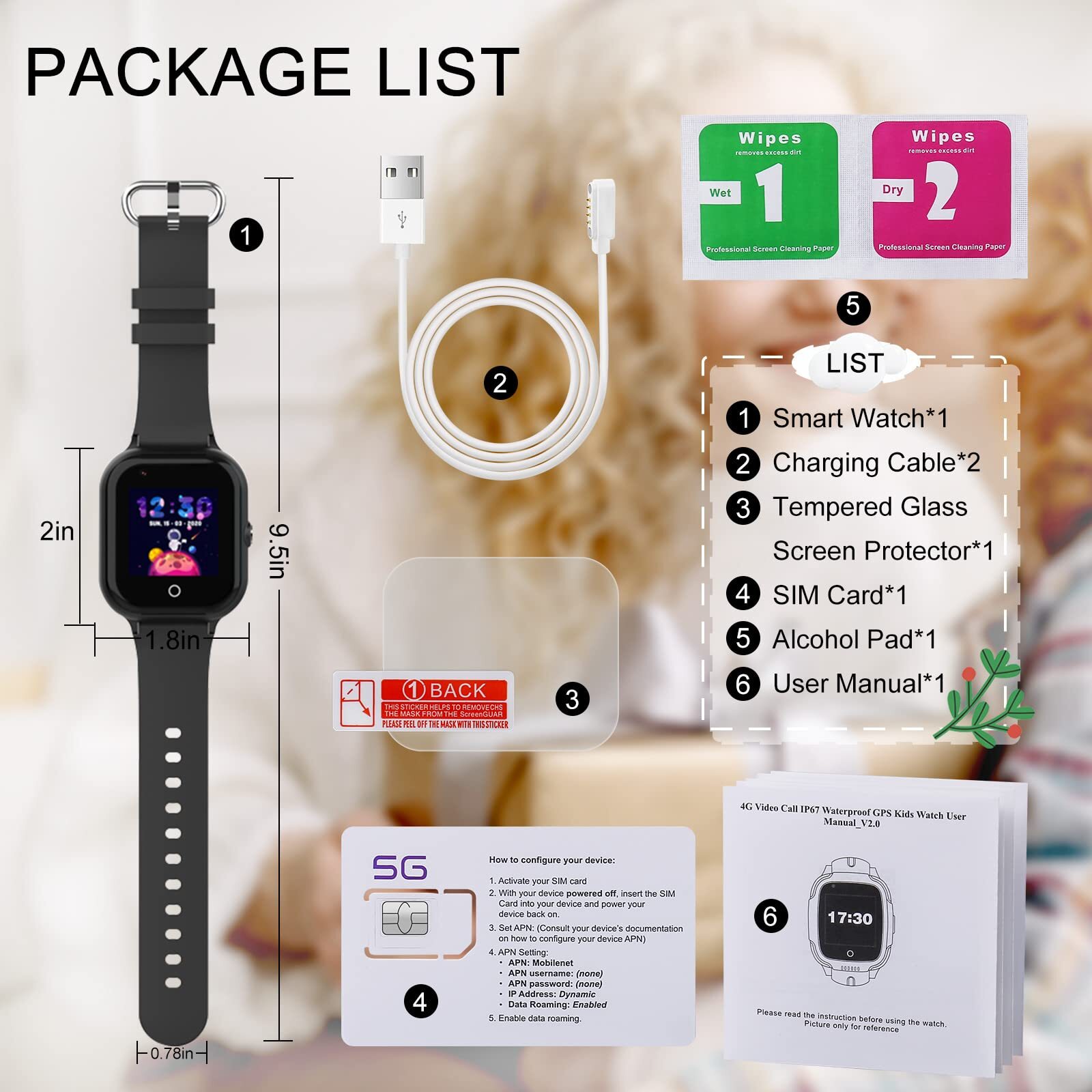 wonlex Kids Smart Watch with GPS Tracker and Calling 4G Smartwatches Girls Bo…