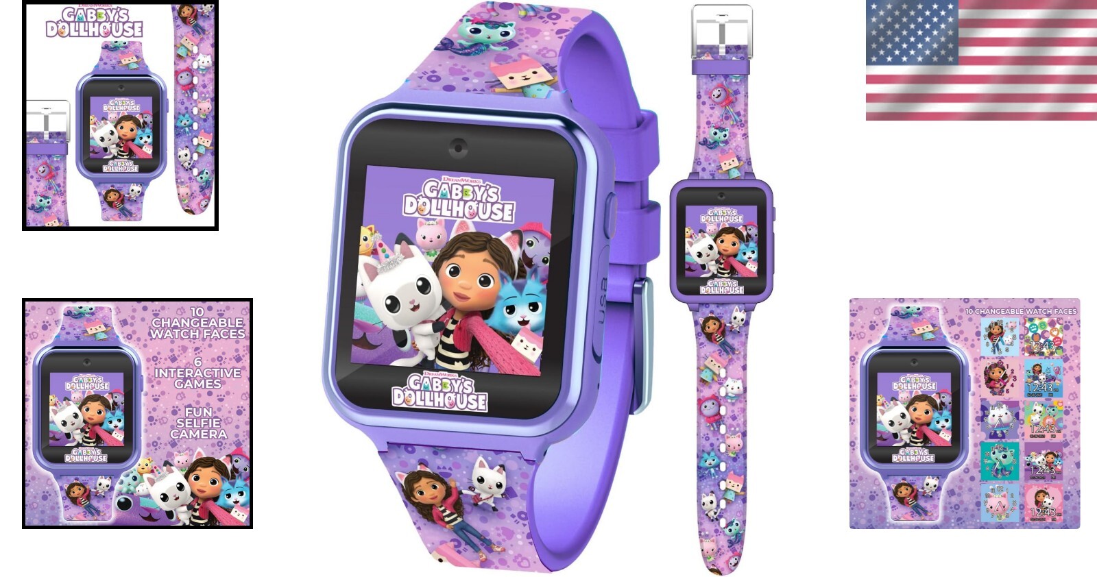 3+ Years Gabby’s Doll House Purple Kids Watch – Learning, Fun & No Internet!%/`