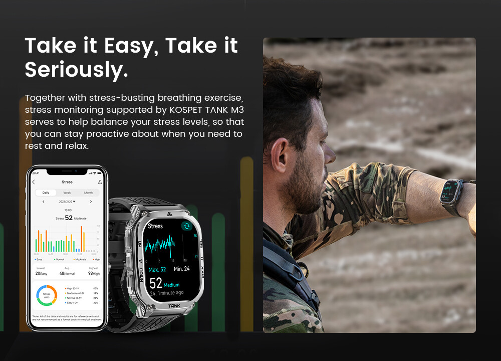 2024 KOSPET TANK M3 Smart Watch For Men Smart Watches Women 480mAh Long Battery