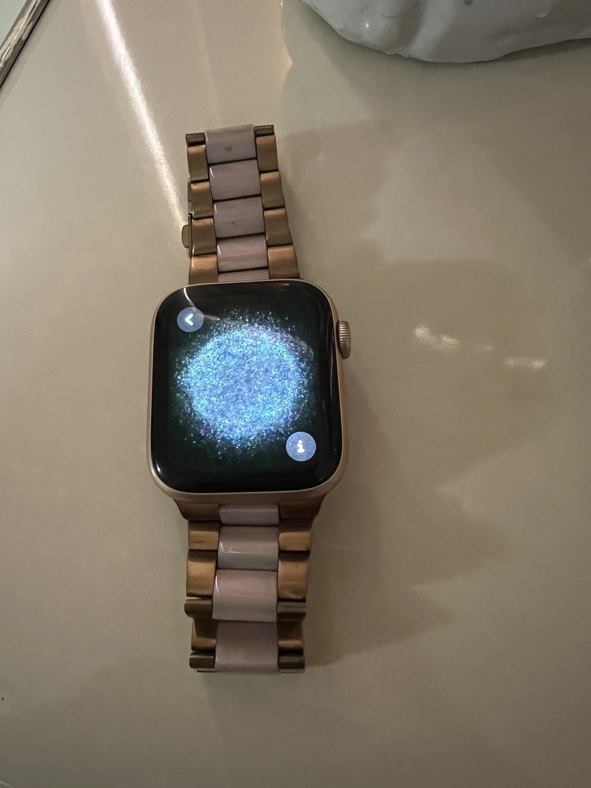 Apple Watch Series 5 44mm Gold-Tone Aluminium Case with Pink Sand Sport Band…