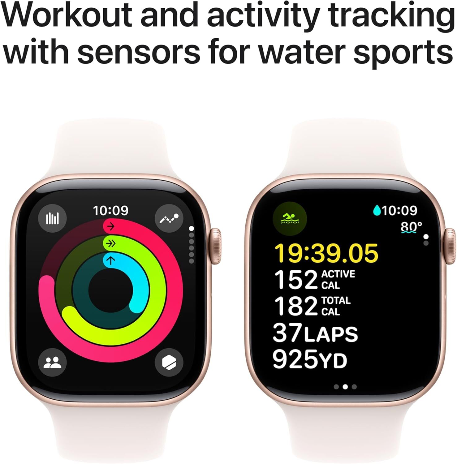 Apple Watch Series 10 46mm Rose Gold Aluminum Case Light Blush Sport Band – M/L