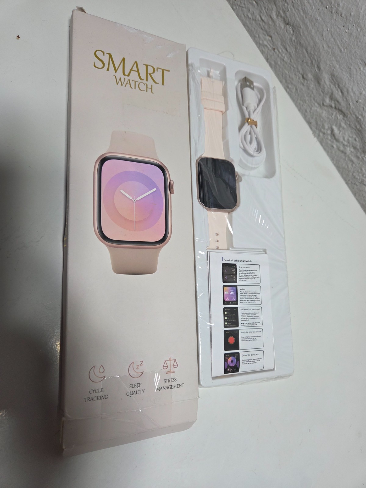 Smart Watch Fitness Tracker Heart Rate Sleep Monitor Bluetooth Rose Gold Pink
