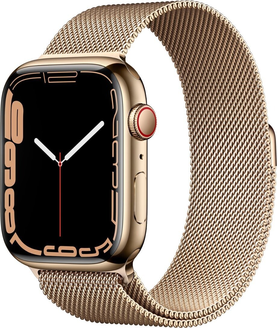 Apple Watch Series 7 (GPS + LTE) – 41MM Gold Stainless Steel Case Milanese Loop