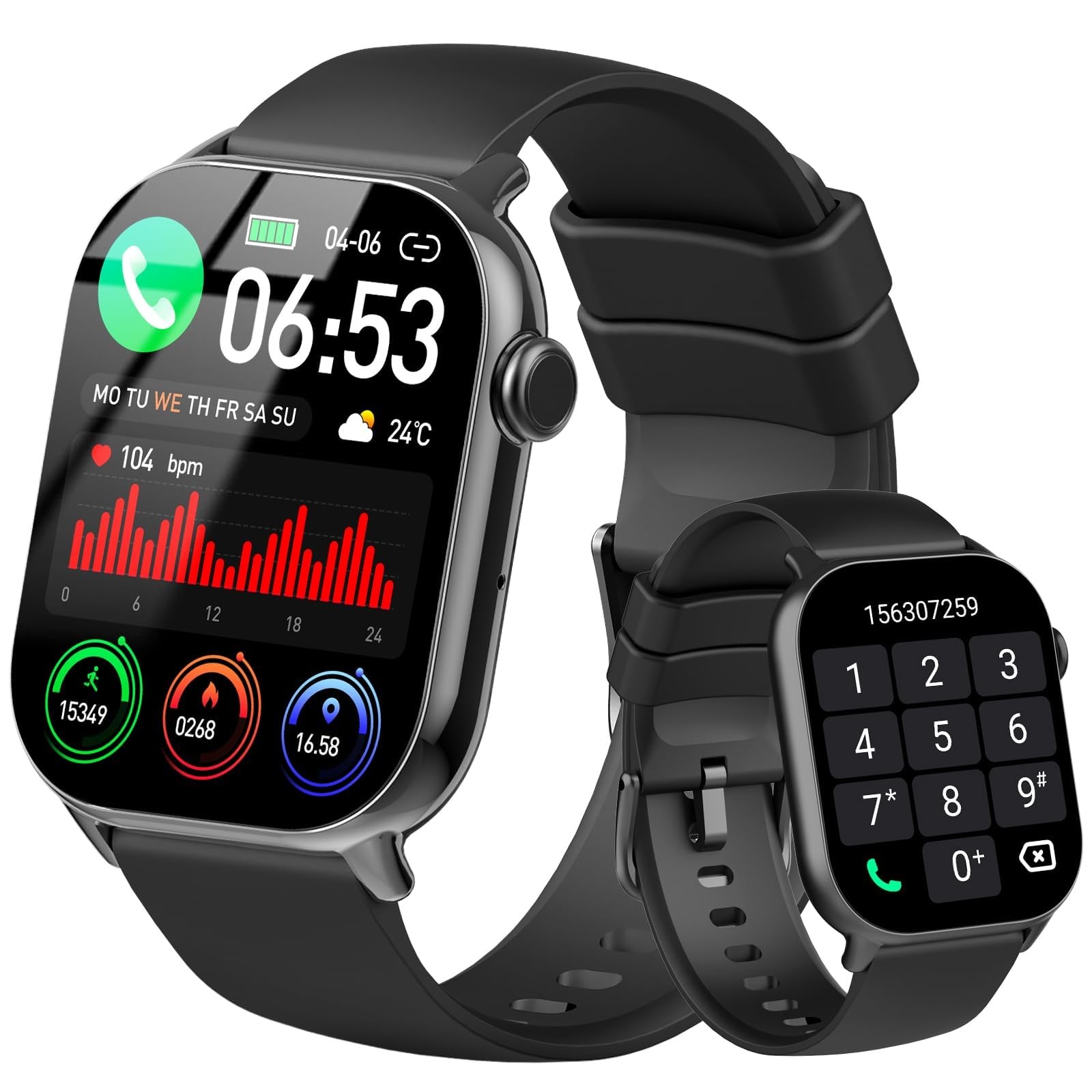 Reloj Inteligente Bluetooth De Mujer/Hombre Para iPhone y Samsung Android Negro