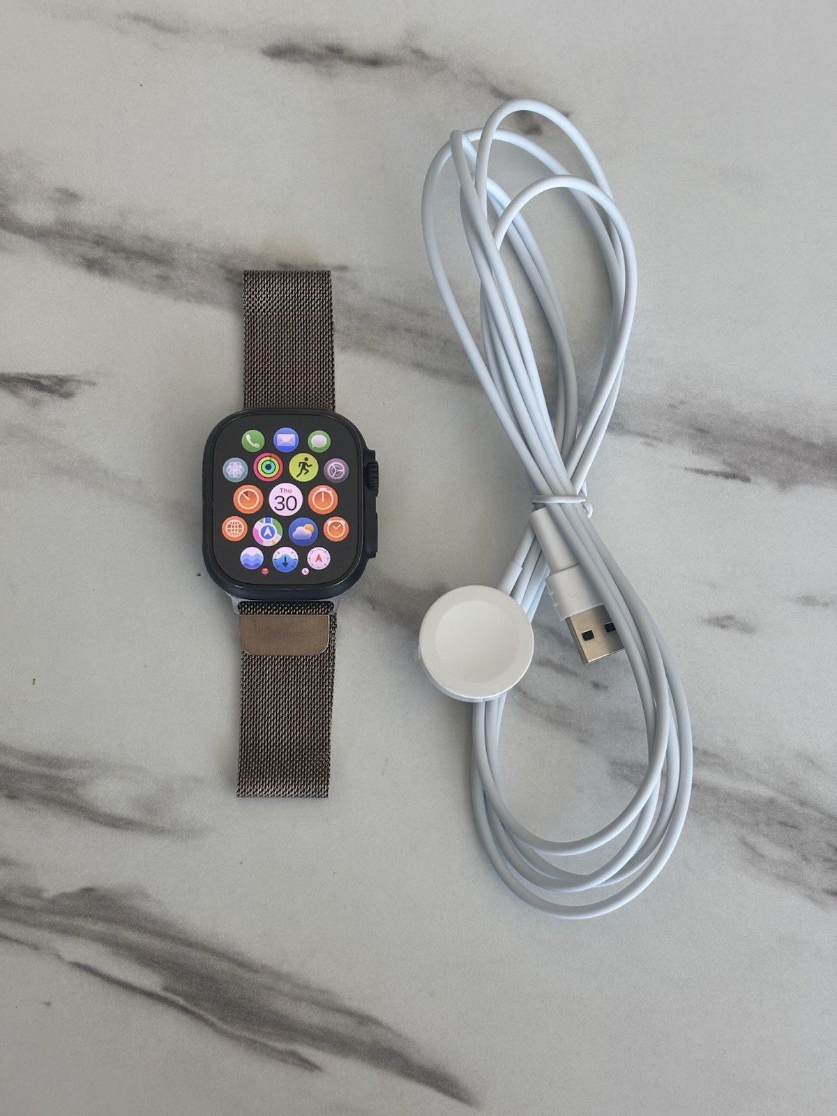 Unlocked Apple Watch Ultra 2 49MM Black Titanium Gold Band *Excellent*