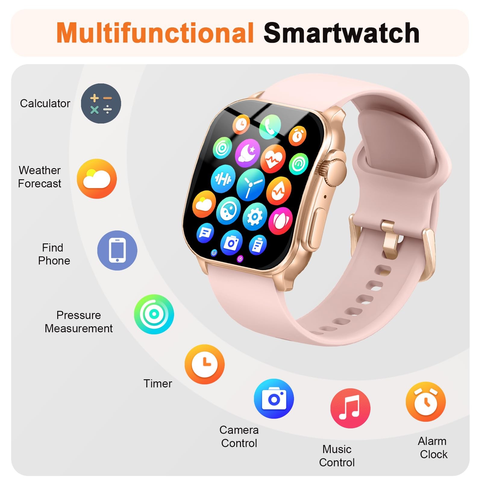 Smart Watch, 2.01″ AMOLED Curved Touchscreen Fitness Watch for Women, IP68 Wa…
