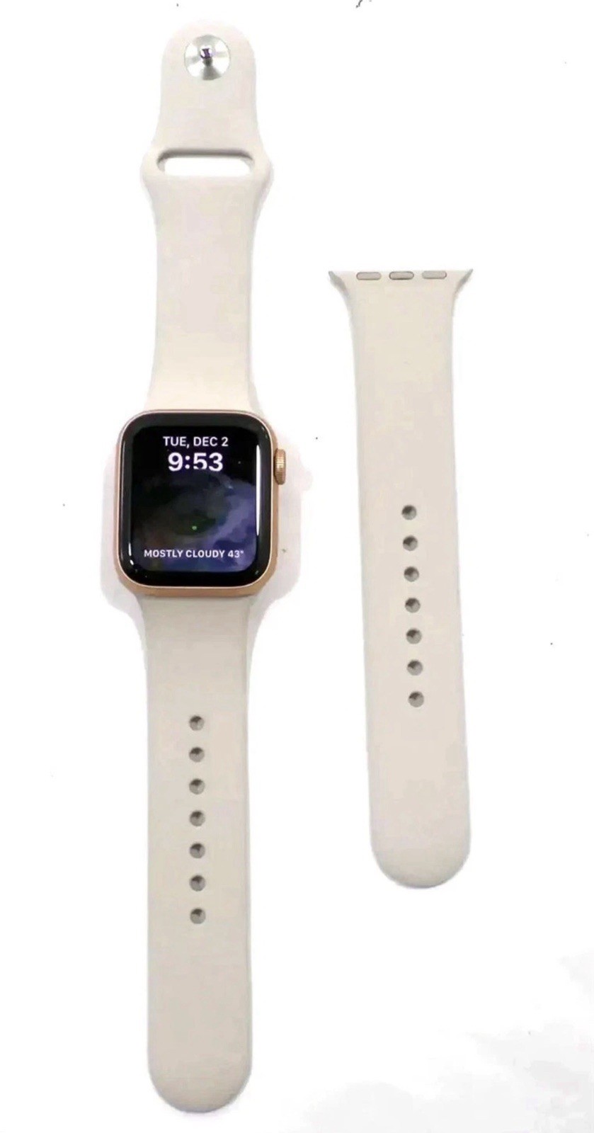 Apple Watch SE 40mm Silver Aluminum Case White Silicone Band 32GB Unlocked