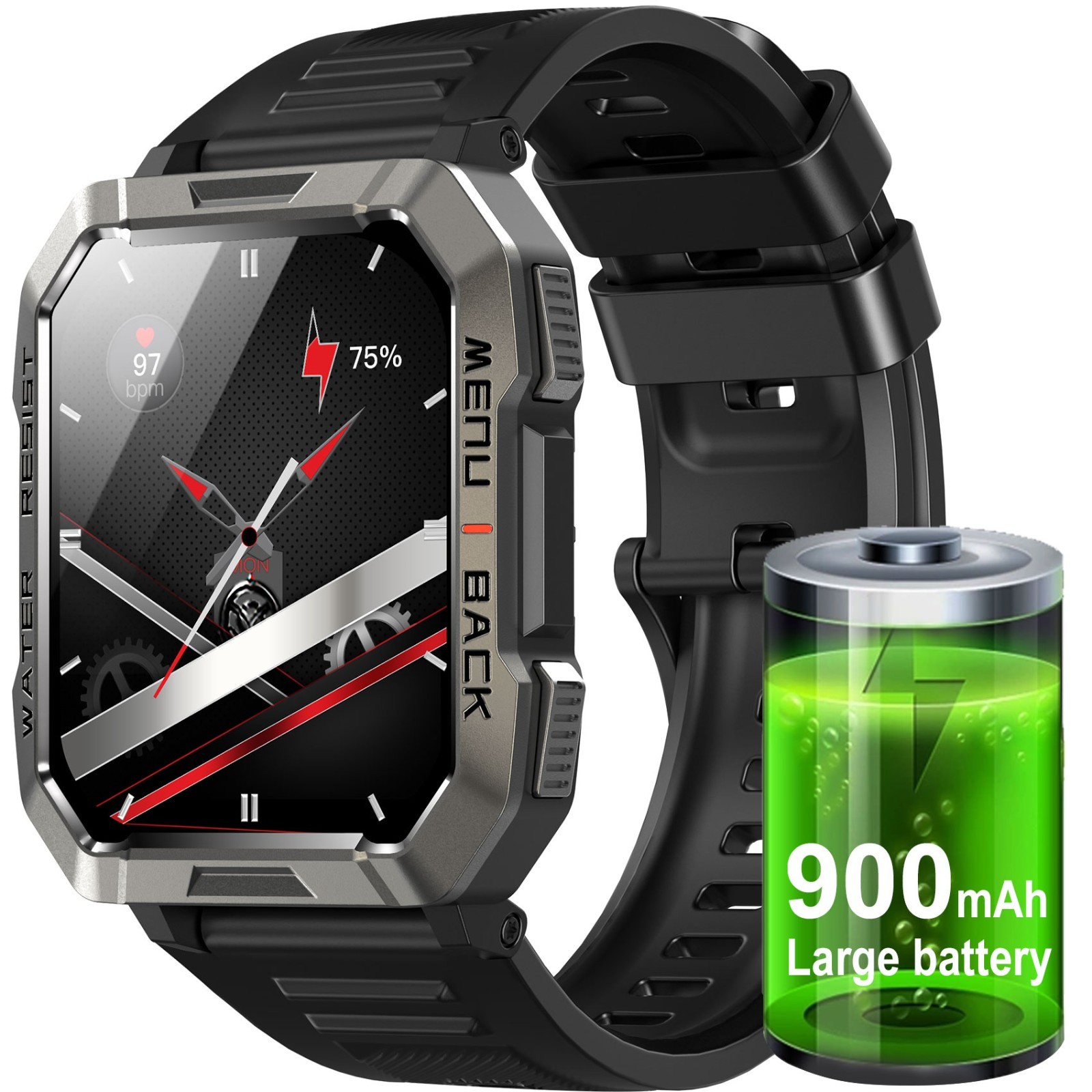 Military Smart Watch for Men(Call Receive/Dial)Rugged Tactical Fitness Tracker