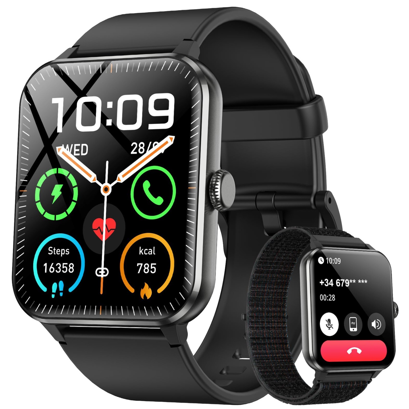 Smart Watch with Call Function, Fitness Tracker for Men/Women, Heart Rate, SpO2,