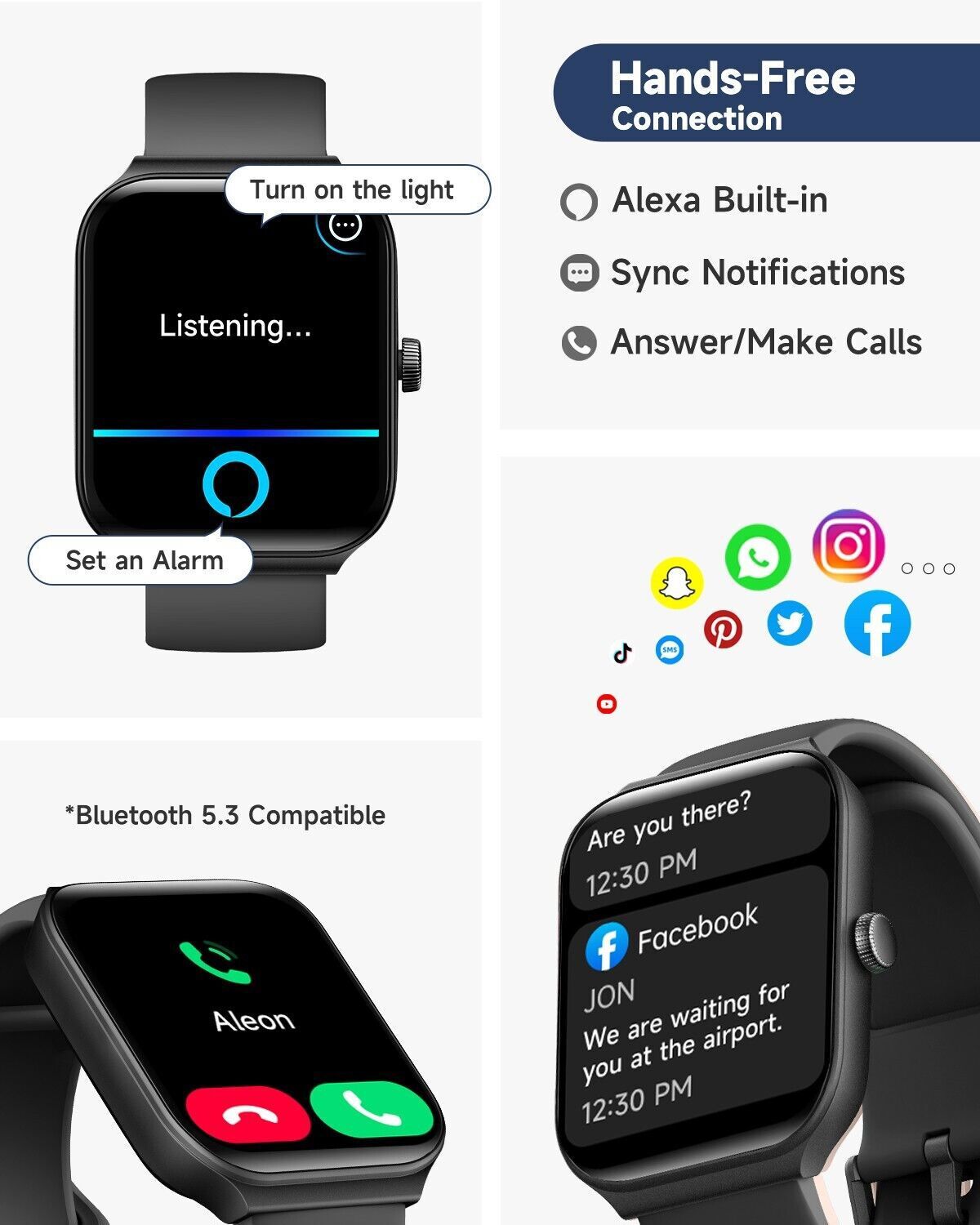 2025 Smart Watch For Men/Women, Waterproof Smartwatch Bluetooth iPhone Samsung