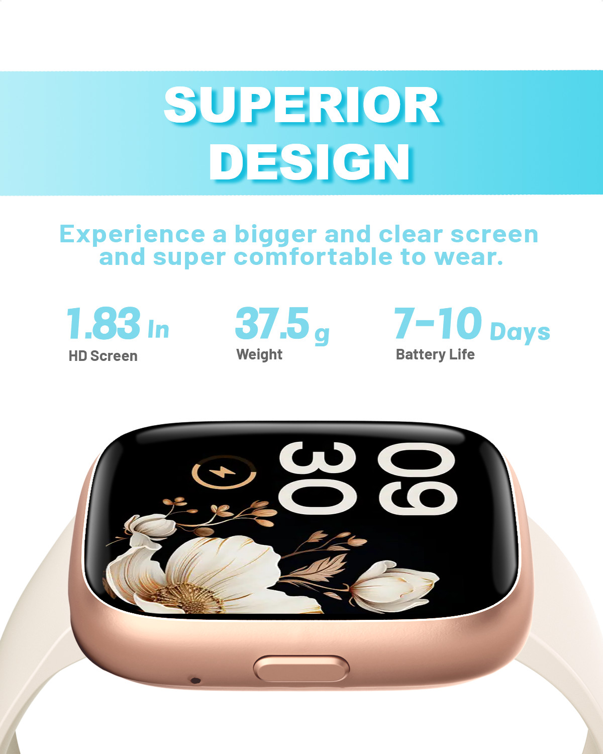 TOOBUR Smart Watch For Women, IP68 Fitness Tracker Smartwatch for Android iOS